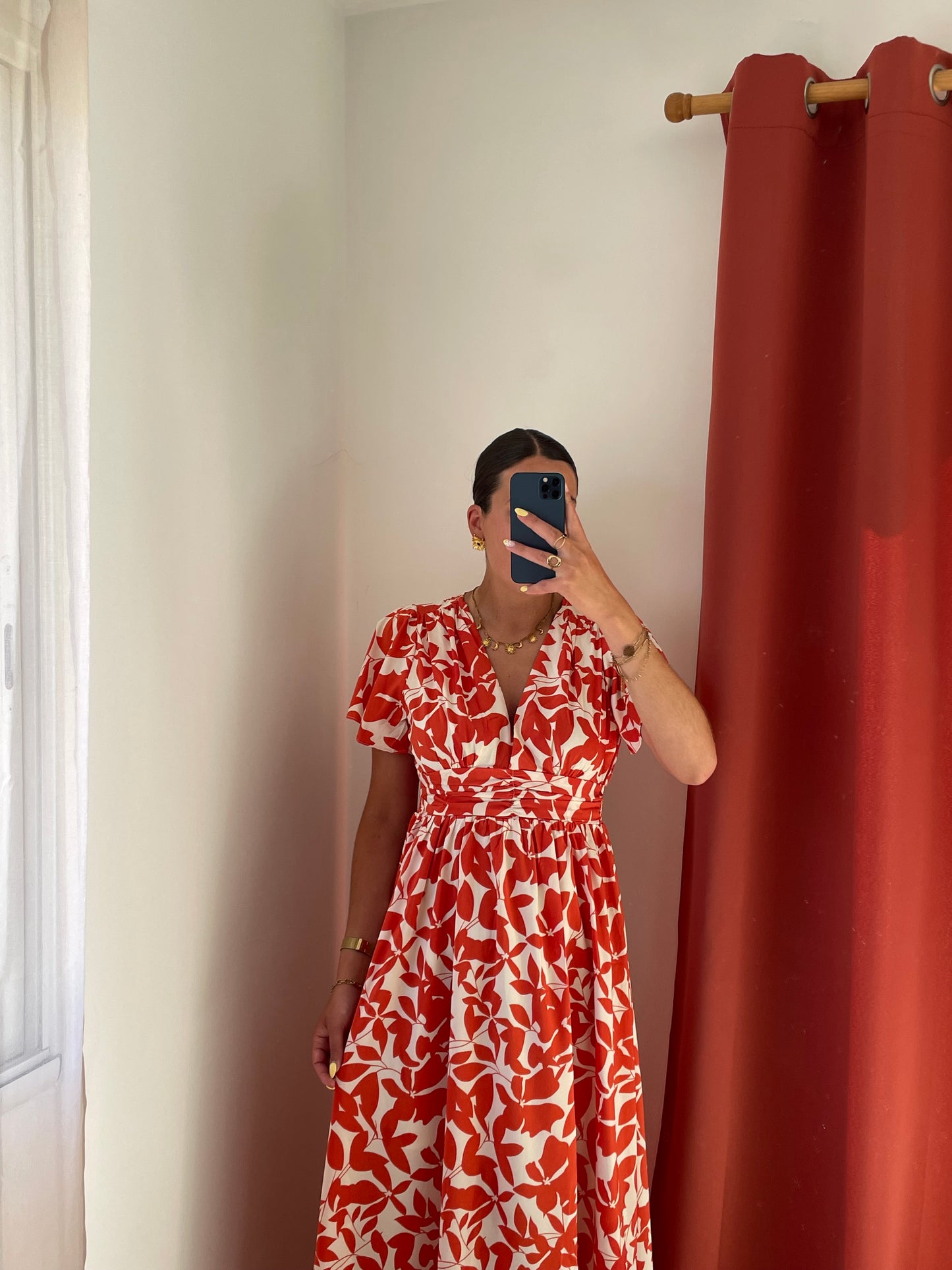 Robe longue imprimée rouge Floria