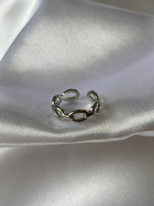 Bague anneau argent réglable en acier inoxydable, bague ajustable qui accompagne les tenues