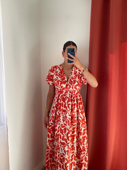Robe longue imprimée rouge Floria
