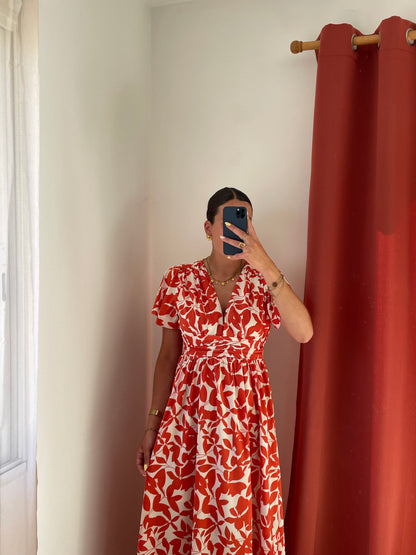 Robe longue imprimée rouge Floria