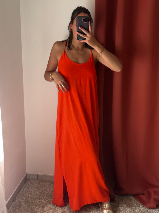 Robe dos croisé June orangé