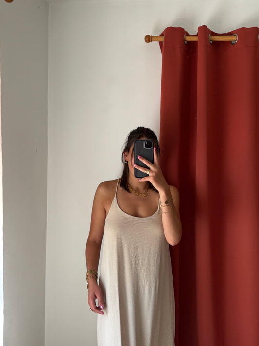 Robe dos croisé June beige