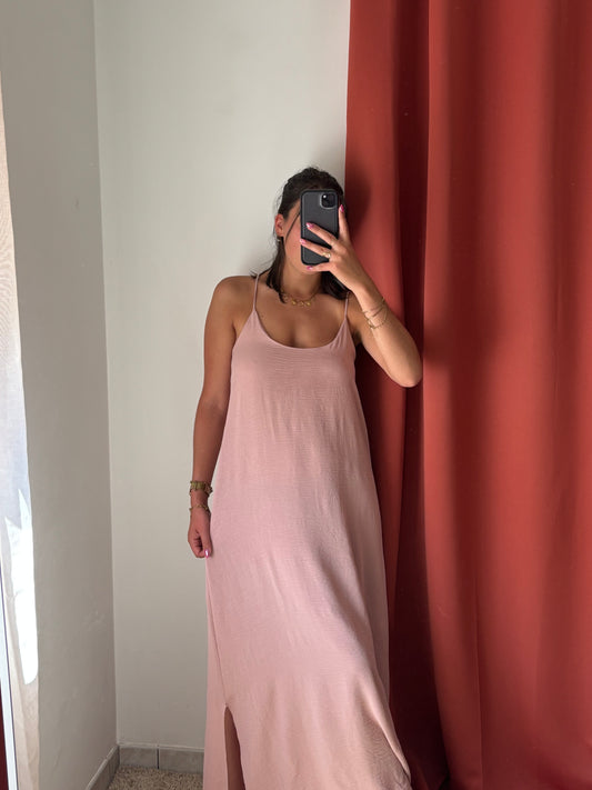 Robe dos croisé June rose poudrée