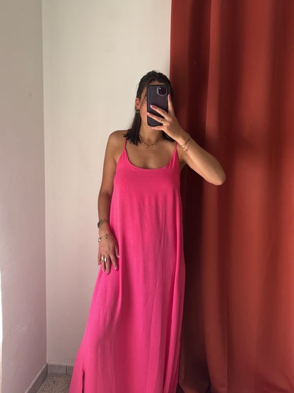 Robe dos croisé June rose fushia