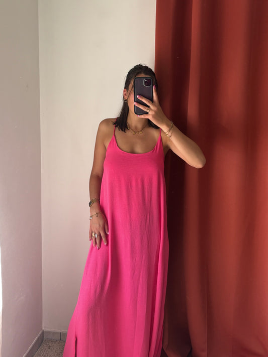 Robe dos croisé June rose fushia